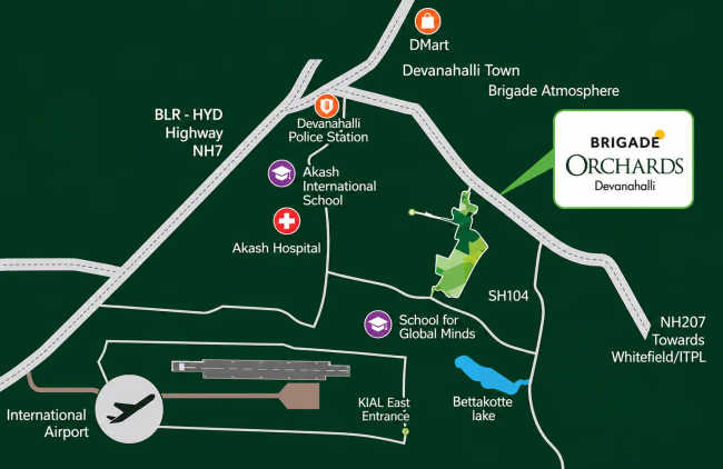 Brigade Orchards Devanahalli - Location Map