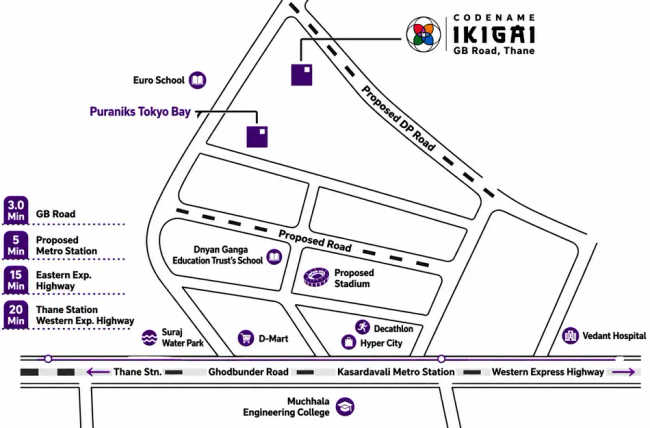 Puranik Ikigai Ghodbunder Road - Location Map