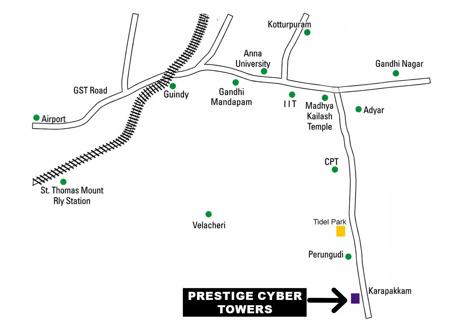 Prestige Cyber Towers Karapakkam - Location Map