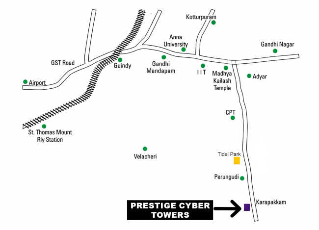 Prestige Cyber Towers Karapakkam - Location Map