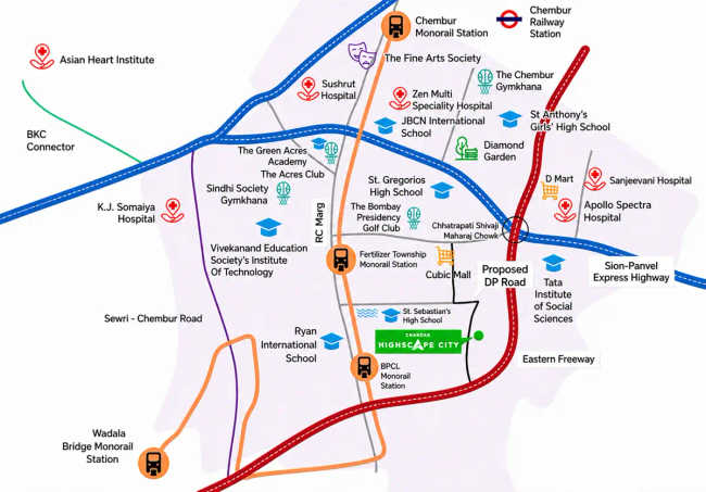 Chandak Highscape City Chembur - Location Map