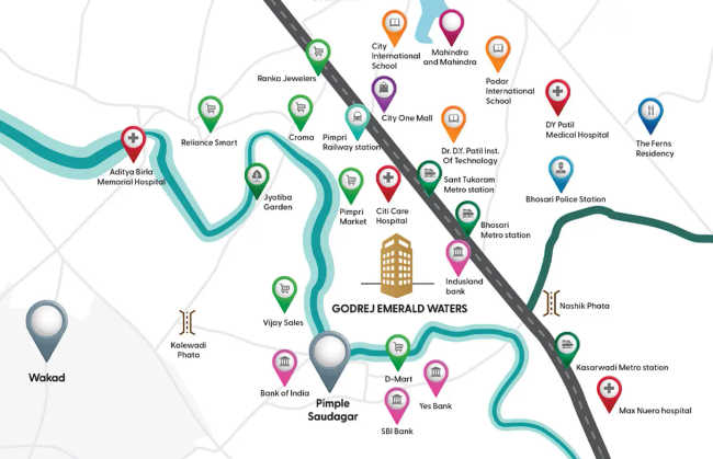 Godrej Emerald Waters Pimpri Chinchwad - Location Map