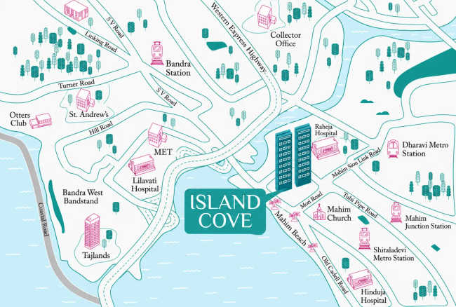 L&T Island Cove Mahim - Location Map