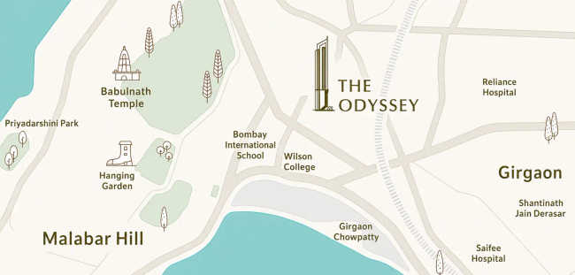Shapoorji The Odyssey Marine Drive - Location Map