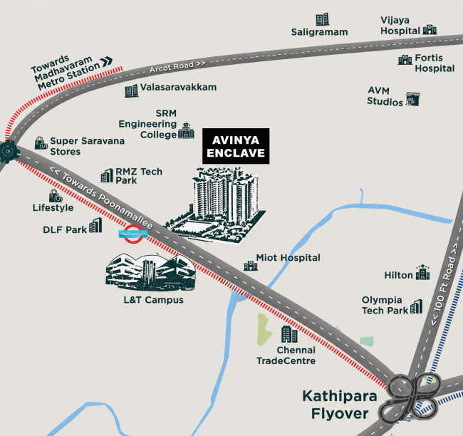 L&T Avinya Enclave Manapakkam - Location Map