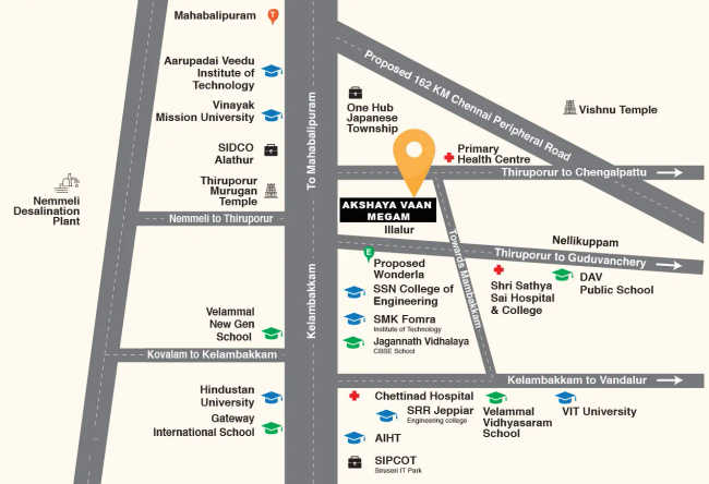 Akshaya Vaan Megam Kelambakkam - Location Map