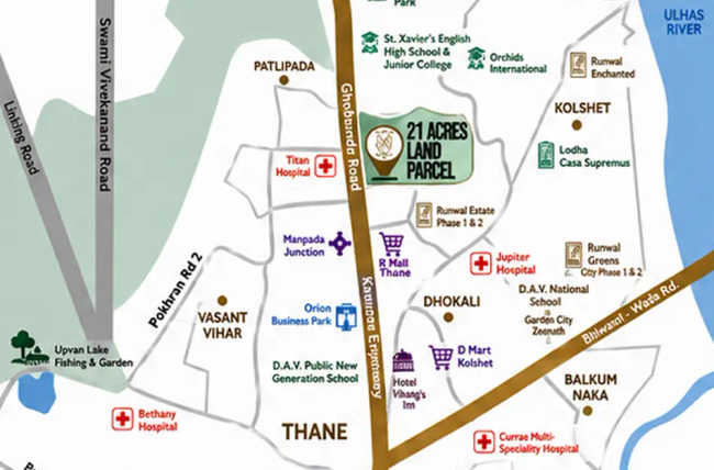 Runwal One Ghodbunder Road - Location Map