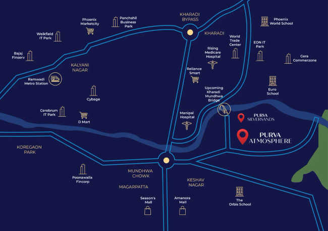 Purva Atmosphere Mundhwa - Location Map