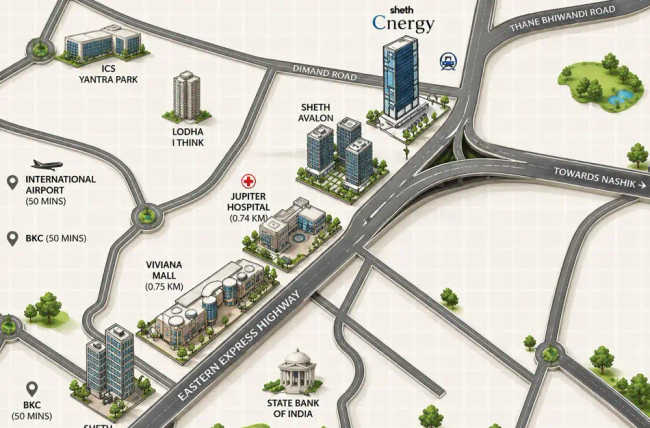 Sheth Cnergy Majiwada - Location Map