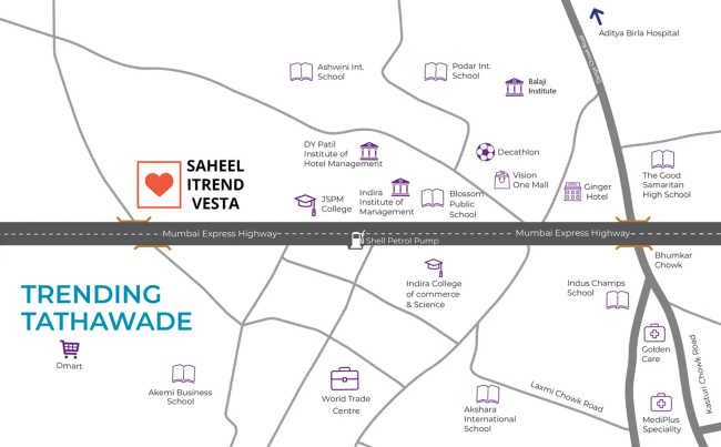 Saheel Itrend Vesta Tathawade - Location Map