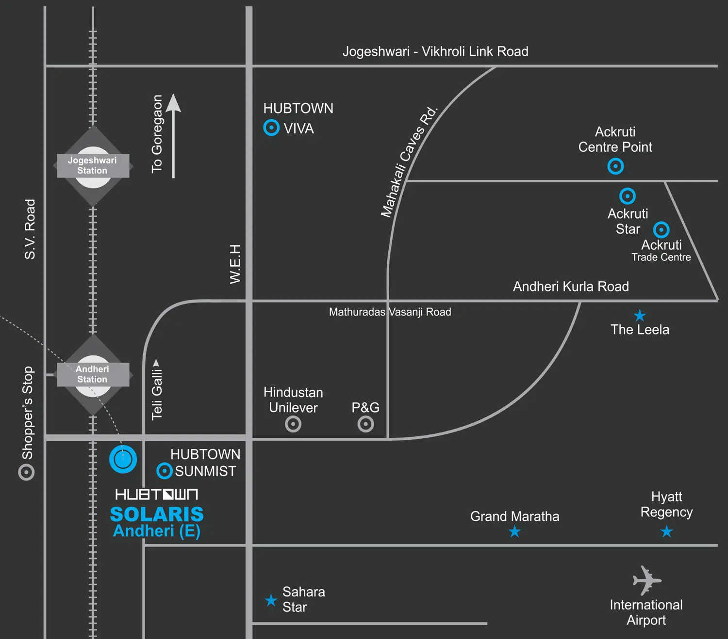Hubtown Solaris Andheri - Location Map