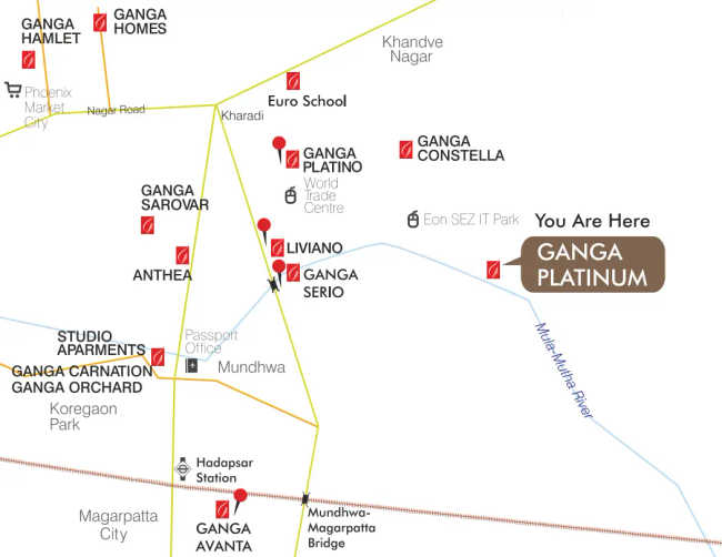 Ganga Platinum Kharadi - Location Map