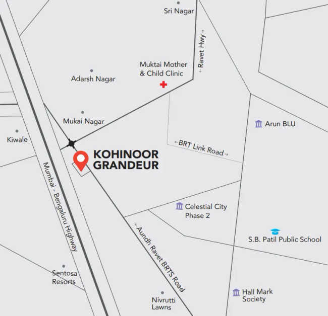 Kohinoor Grandeur Ravet - Location Map