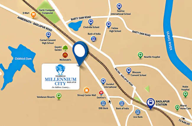 Tharwani Millennium City Badlapur - Location Map
