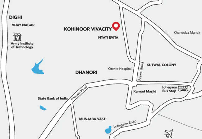 Kohinoor Viva City Dhanori - Location Map
