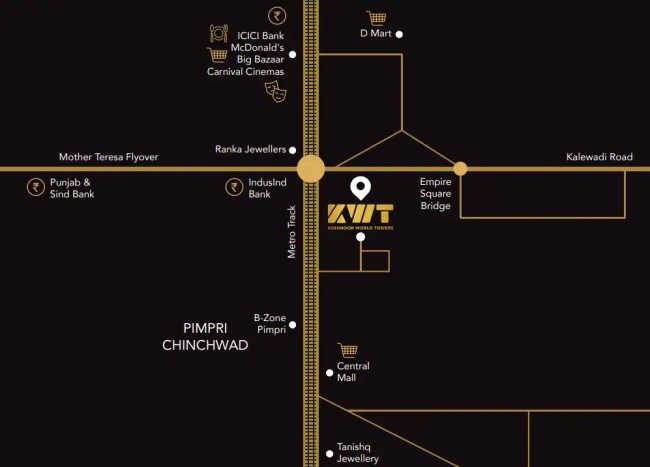 Kohinoor World Tower Pimpri Colony - Location Map