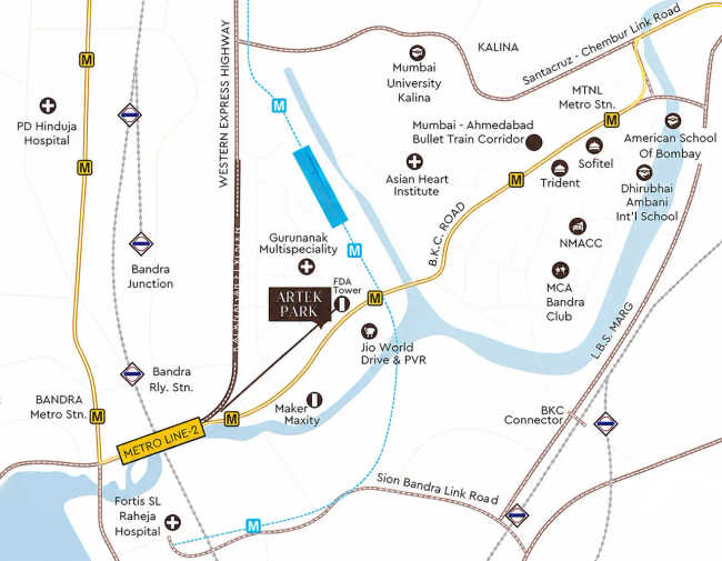 Wadhwa Artek Park Bandra - Location Map