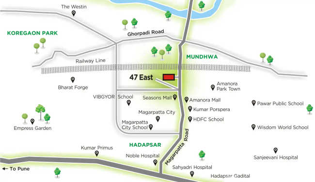 Kumar 47 East Mundhwa - Location Map