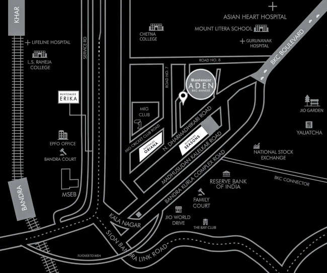 Rustomjee Aden Bandra - Location Map