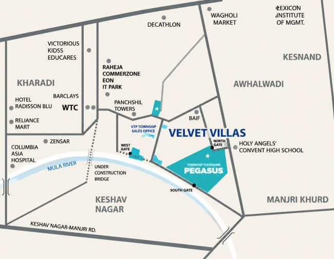 VTP Velvet Villas Kharadi - Location Map