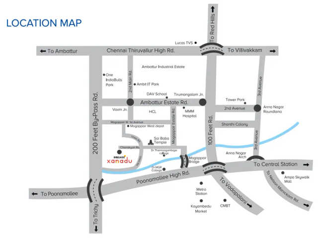 Brigade Xanadu Nolambur - Location Map