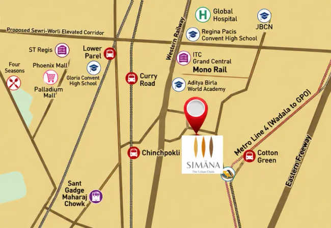Bhoomi Simana Parel - Location Map