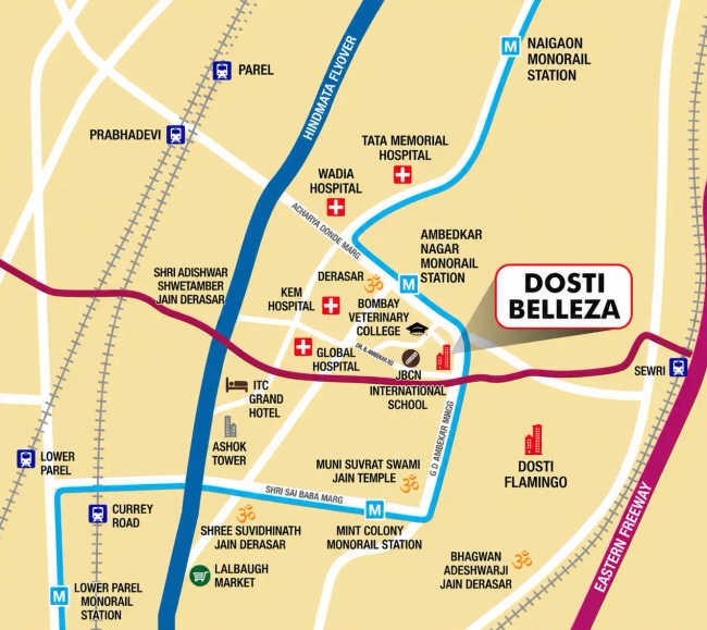 Dosti Belleza Parel - Location Map