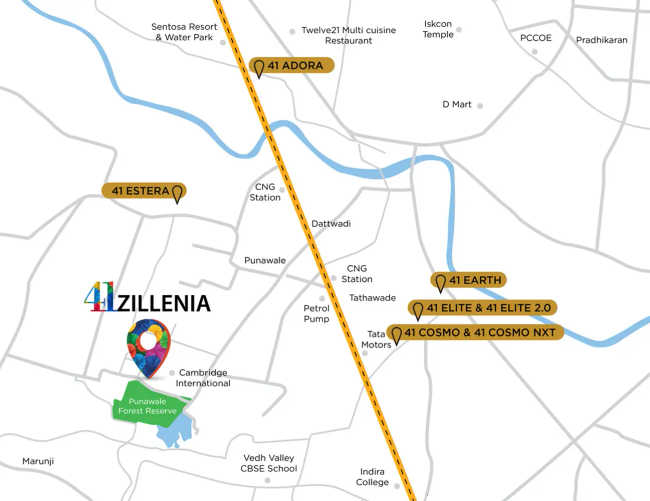 Krisala 41 Zillenia Punawale - Location Map