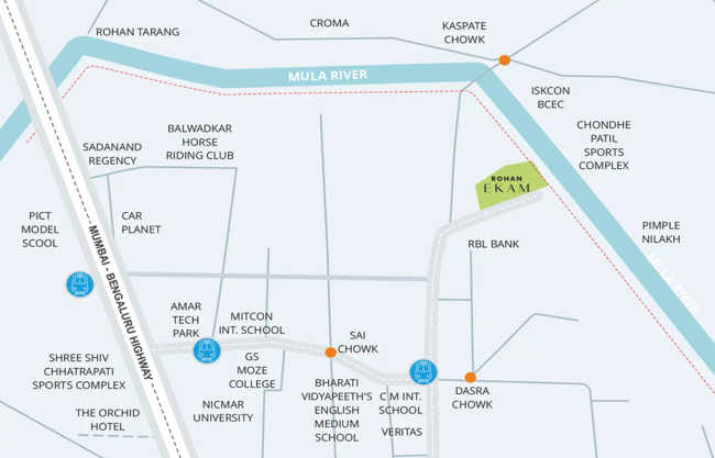 Rohan Ekam Balewadi - Location Map
