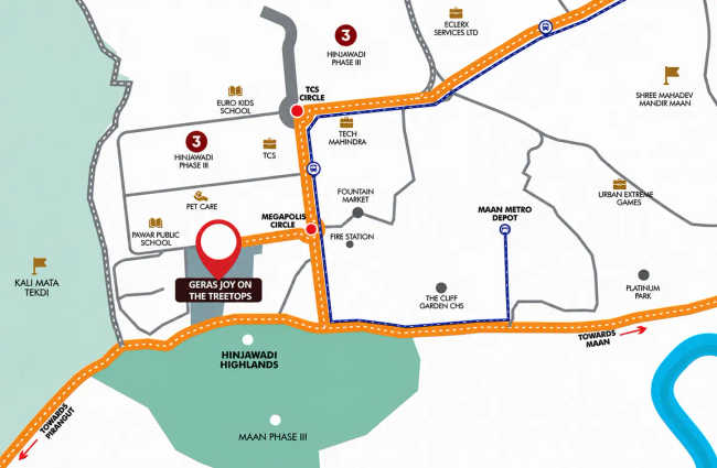 Geras Joy on the Treetops Hinjewadi - Location Map