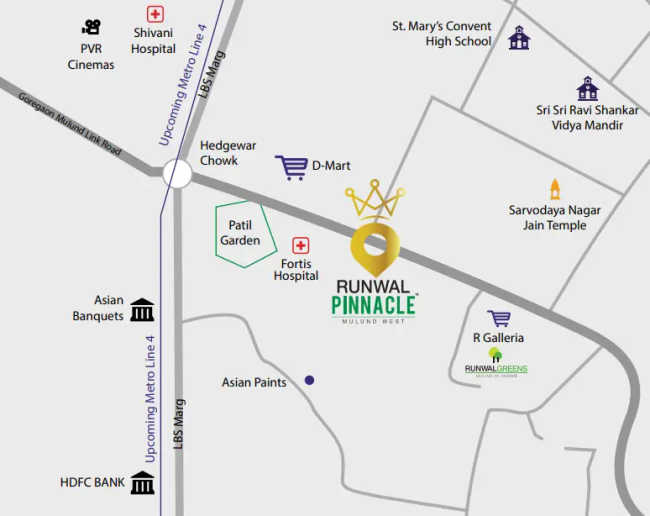 Runwal Pinnacle Crown Mulund - Location Map