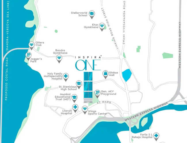 Inspira One Bandra - Location Map