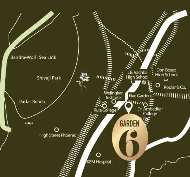 Rustomjee Garden 6 Dadar - Location Map