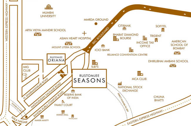 Rustomjee Seasons Bandra - Location Map