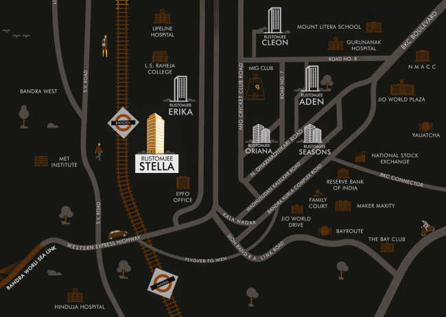 Rustomjee Stella Bandra - Location Map