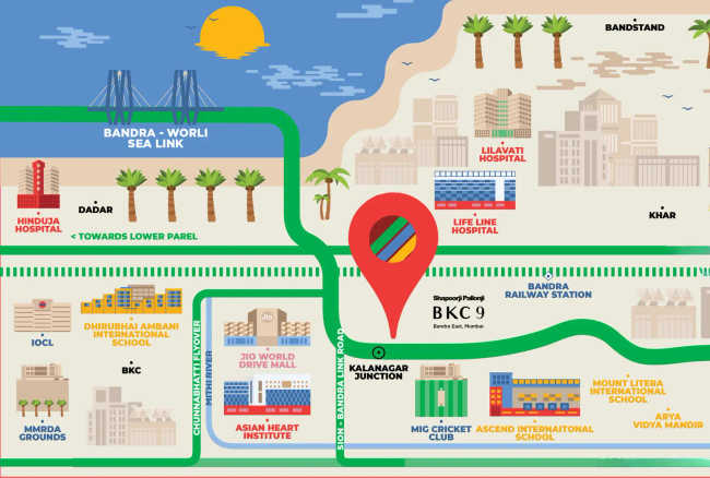 Shapoorji BKC 9 Bandra - Location Map