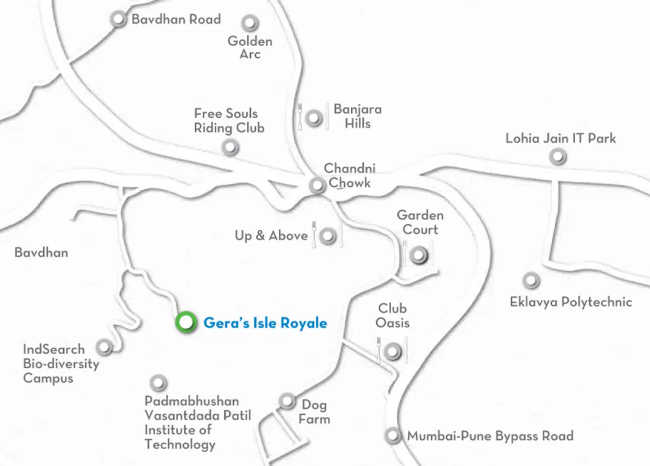 Geras Isle Royale Bavdhan - Location Map
