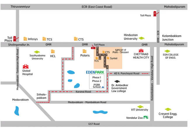 DRA Eden Park Siruseri - Location Map
