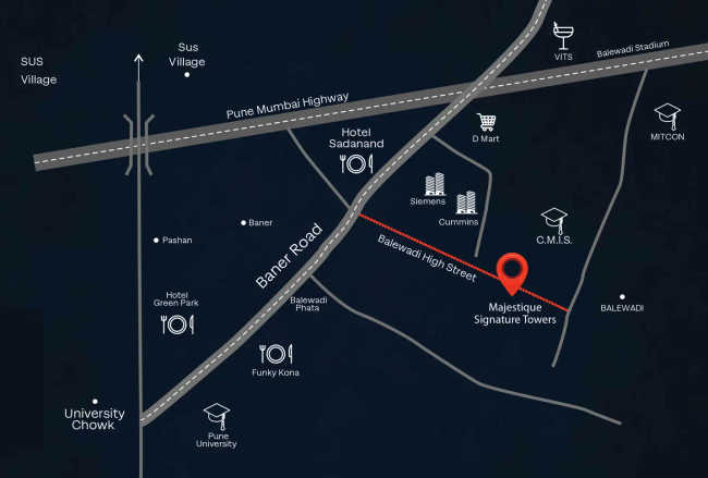 Majestique Signature Towers Balewadi - Location Map