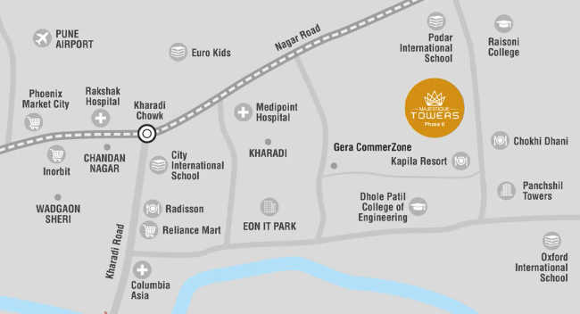Majestique Towers Kharadi - Location Map