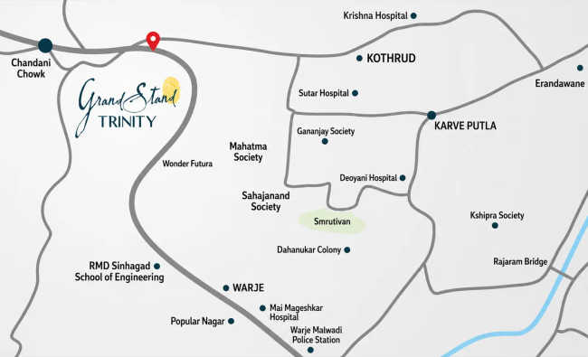 Mantra Grandstand Trinity Kothrud - Location Map