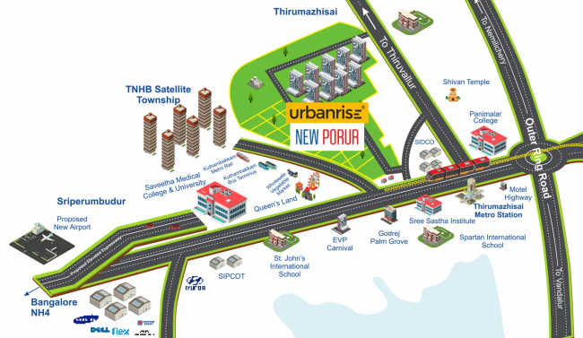 Urbanrise City of Joy Thirumazhisai - Location Map