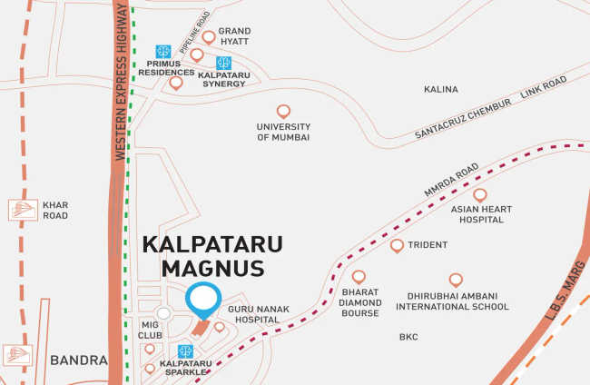 Kalpataru Magnus Bandra - Location Map