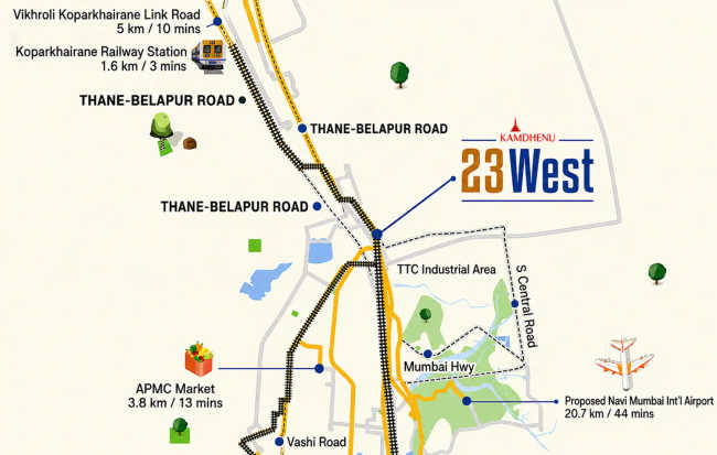 Kamdhenu 23 West Kopar Khairane - Location Map