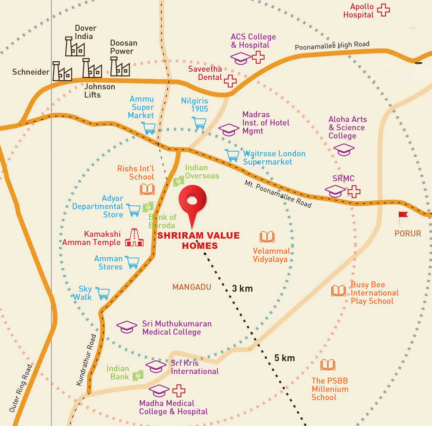 Shriram Value Homes Mangadu - Location Map