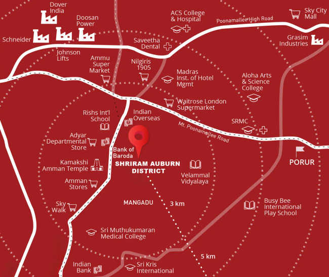 Shriram Auburn District Mangadu - Location Map