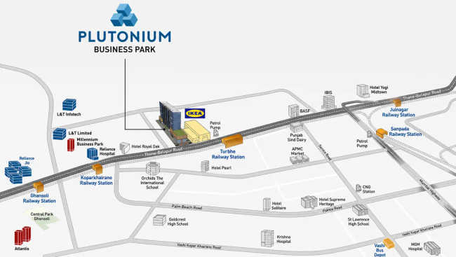 Plutonium Business Park Turbhe - Location Map