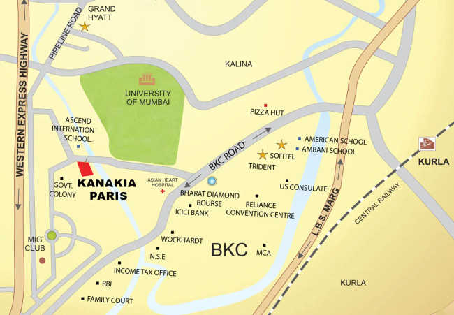Kanakia Paris Bandra - Location Map