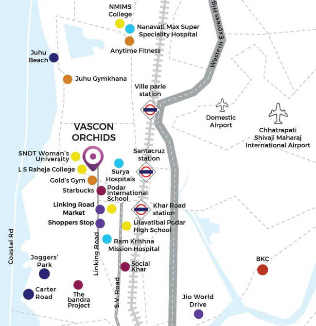 Vascon Orchids Santacruz - Location Map