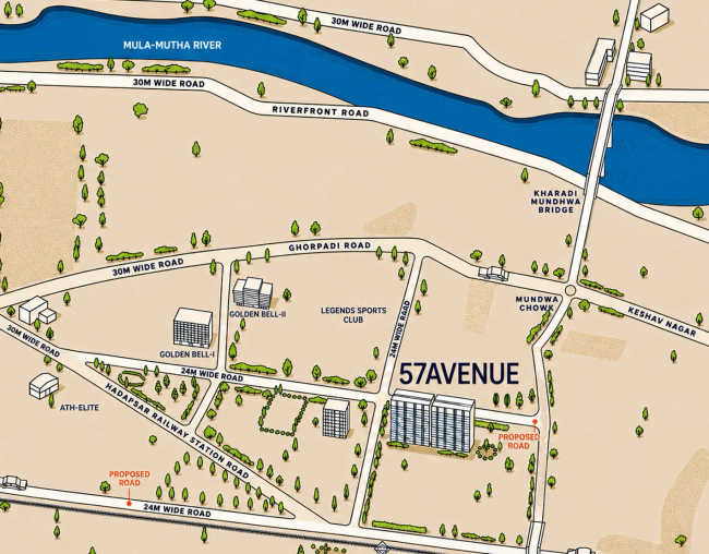 Panchshil 57 Avenue Mundhwa - Location Map